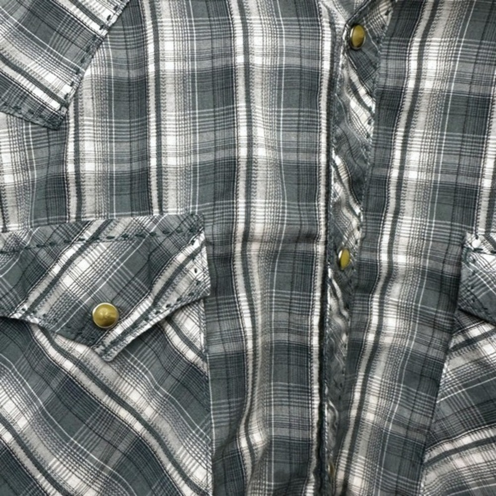 Wrangler‎ Western Plaid Snap Shirt – XL – Pearl Snaps, Blue/Green Gray Check - Picture 5 of 6